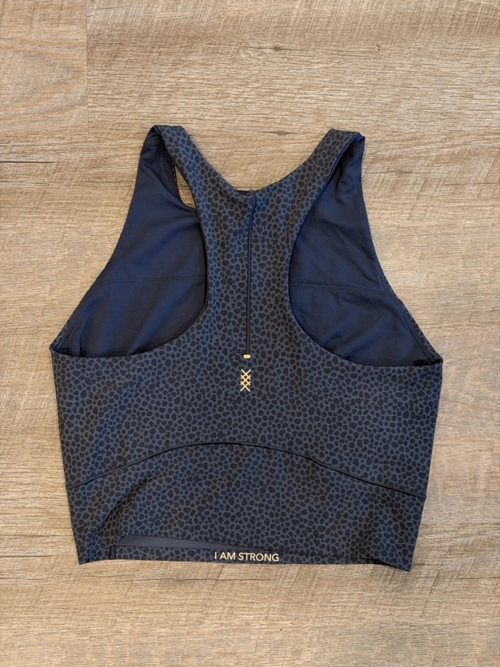 Rhone Revive Longline Sports Bra XS Charcoal Blue Tonal Animal Print Yoga